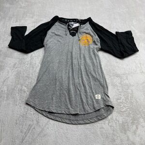 Three‎ Square Raglan Top Women Large Grey Good Tennessee Vols Lace Up V-Neck